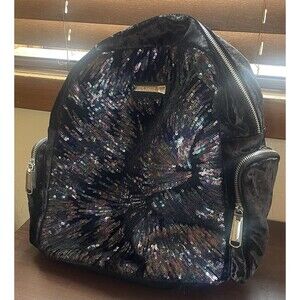 STEVE MADDEN Bfallon sequin velvet faux-leather women's school backpack in Black
